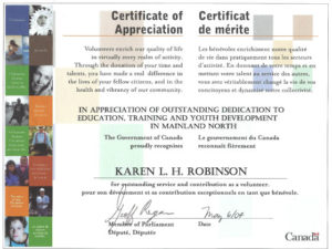 Certificate of Merit Gov of Canada - Karen Robinson