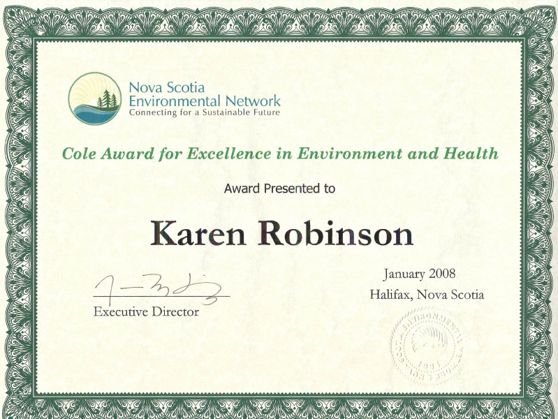 NSEN Award of Excellence in Environment and Health 2008