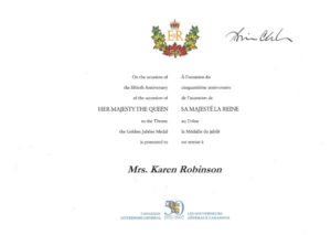 Queen's Golden Jubilee Medal 2002 - Karen Robinson