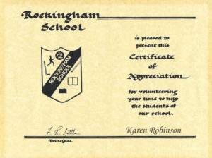 Rockingham School thank you 2000